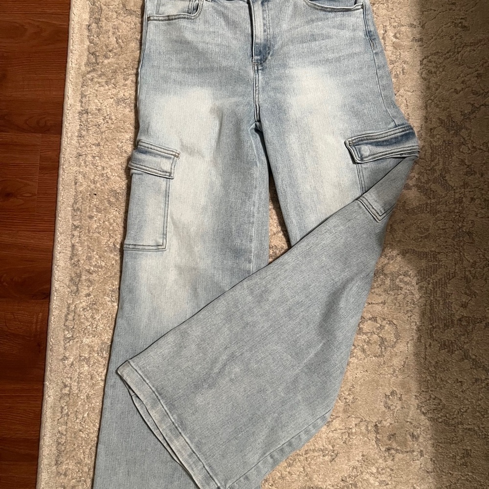 Light Blue Cargo Women Jeans